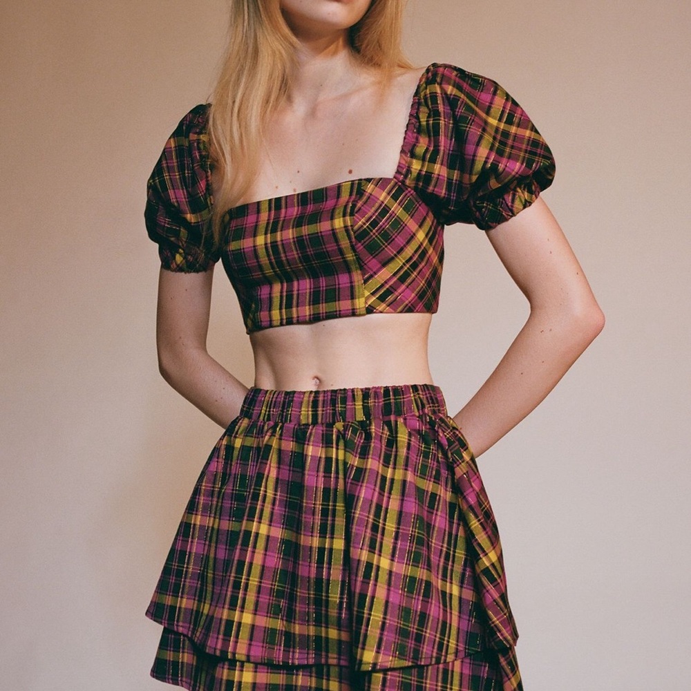 UO Liana Plaid Top & Skirt Set